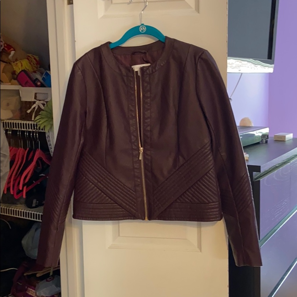 New York & Company plum leather jacket